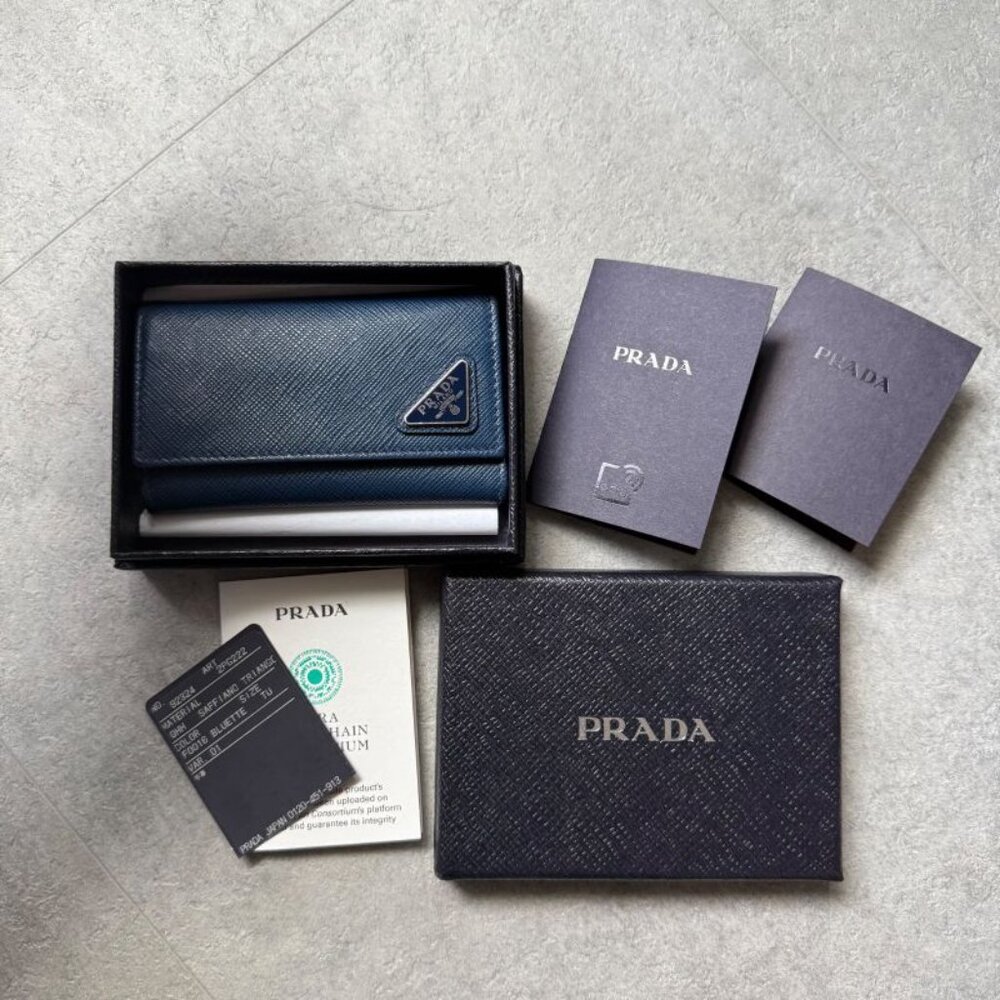 Prada Triangle 6 Continuous Key Case Saffiano Lea… - image 9